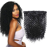 ASHION LINE Synthetic Curly Clip in Hair Extensions Double Weft Full Head Heat Resistance Deep Wave Clip In 7 Pieces(24" Deep Wave, 2 Dark Brown) : Beauty