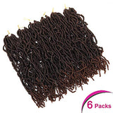 WIGENIUS 6 Packs New Faux Locs Crochet Hair Natural Soft Locs Goddess Locs Braiding Hair For Women Curly Wavy Faux Locs Crochet Synthetic Hair Extensions(18inch,T27)