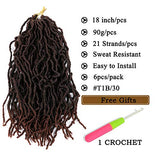 WIGENIUS 6 Packs New Faux Locs Crochet Hair Natural Soft Locs Goddess Locs Braiding Hair For Women Curly Wavy Faux Locs Crochet Synthetic Hair Extensions(18inch,T27)