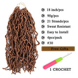 WIGENIUS 6 Packs New Faux Locs Crochet Hair Natural Soft Locs Goddess Locs Braiding Hair For Women Curly Wavy Faux Locs Crochet Synthetic Hair Extensions(18inch,T27)