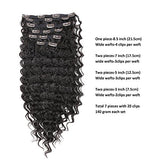 ASHION LINE Synthetic Curly Clip in Hair Extensions Double Weft Full Head Heat Resistance Deep Wave Clip In 7 Pieces(24" Deep Wave, 2 Dark Brown) : Beauty