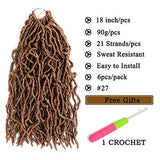 WIGENIUS 6 Packs New Faux Locs Crochet Hair Natural Soft Locs Goddess Locs Braiding Hair For Women Curly Wavy Faux Locs Crochet Synthetic Hair Extensions(18inch,T27)