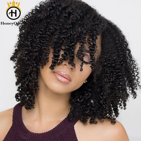 Mongolian Kinky Curly Clip Ins Human Hair Natural Color 3B 3C Clip In Human Hair Extensions 7 Pcs 120 Grams/Set Honey Queen Remy