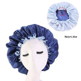 Reversible Satin Bonnet Hair Caps Double Layer Adjust Sleep Night Cap Head Cover Hat For Curly Springy Hair Styling Accessories