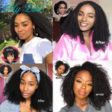 MyLike 4b 4c Mongolian Afro Kinky Curly Hair Clip In Human Hair Extensions For Women Full Head 7Pcs/Set 120G Natural Color